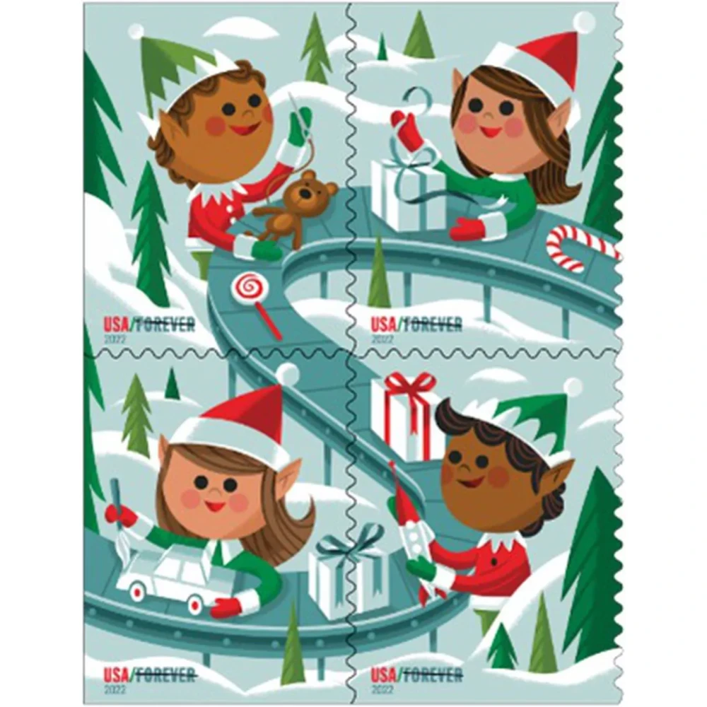 (2022) USPS Holiday Elves Forever Postage Stamps