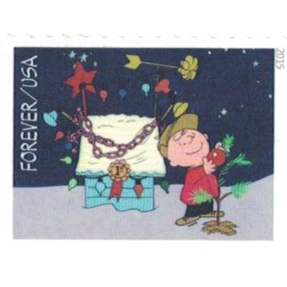 (2015) USPS Charlie Brown Xmas Pane of 20 Forever Postage Stamps