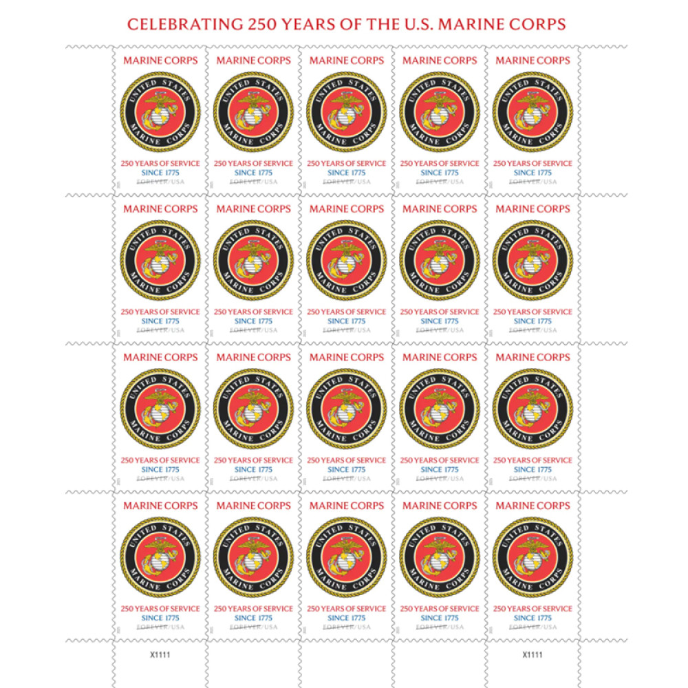 (2025) U.S. Marine Corps 250th Stamps, Sheet of 20